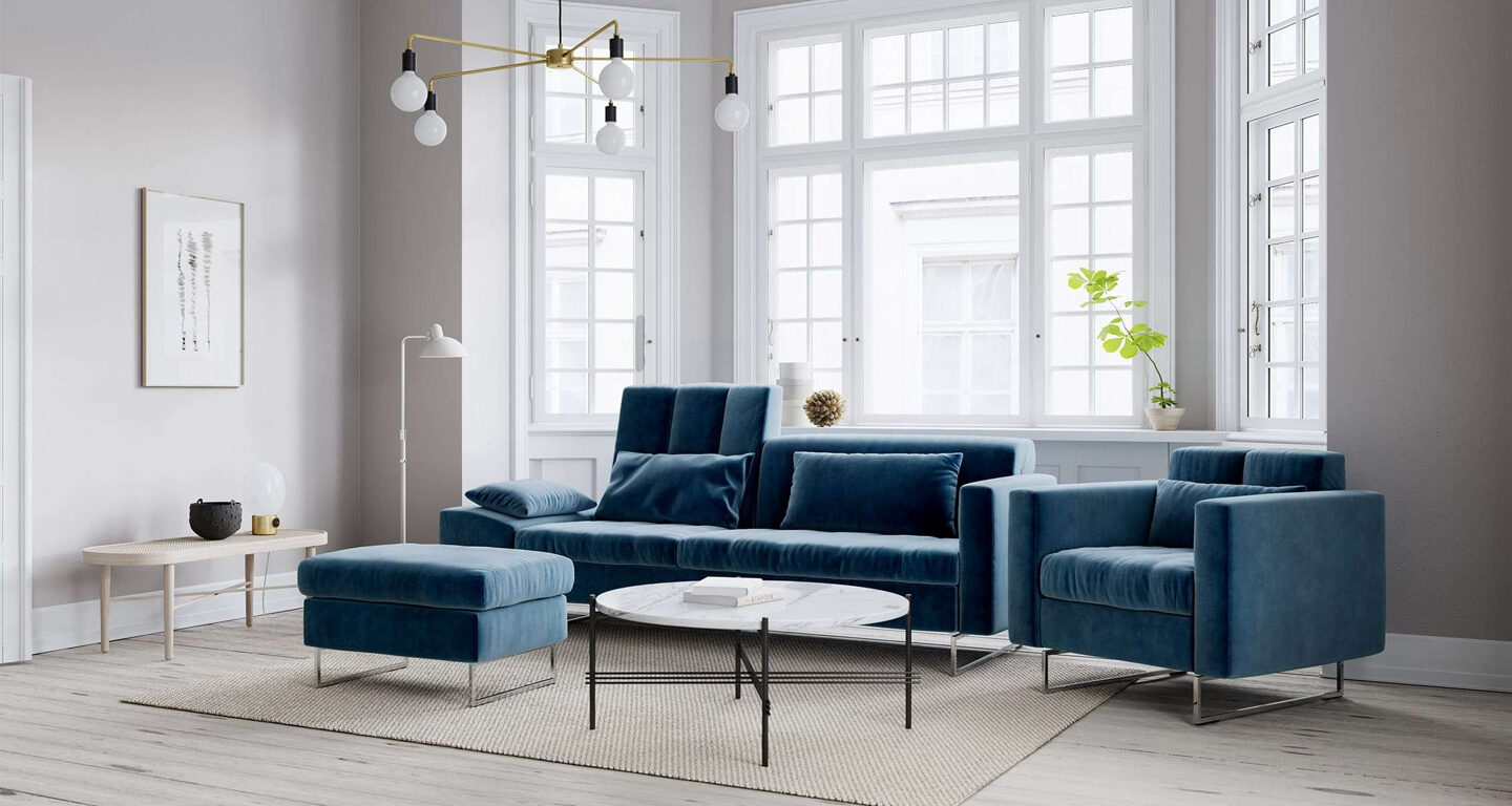 Sofa Embrace Stoff blau