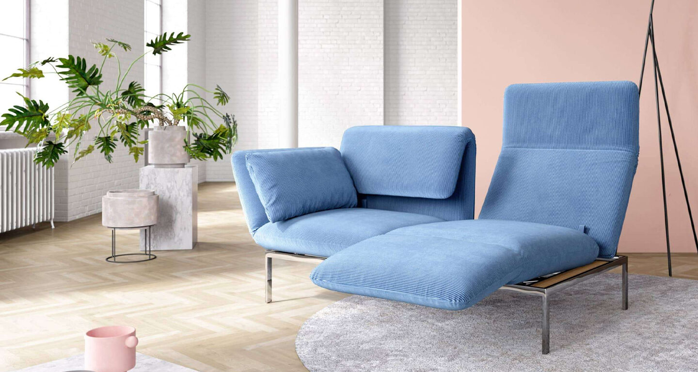 Sofa Roro Stoff blau